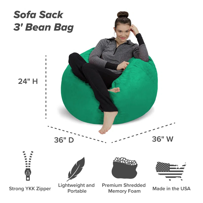 Bean Bag Chair - Shredded Foam Filled round Pouf Chair - Plush, Ultra Soft Memory Foam Filled Bean Bag Chair with Microsuede Cover - Stuffed Foam Filled Furniture and Accessories for Dorm Room