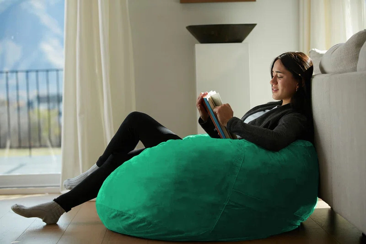 Bean Bag Chair - Shredded Foam Filled round Pouf Chair - Plush, Ultra Soft Memory Foam Filled Bean Bag Chair with Microsuede Cover - Stuffed Foam Filled Furniture and Accessories for Dorm Room