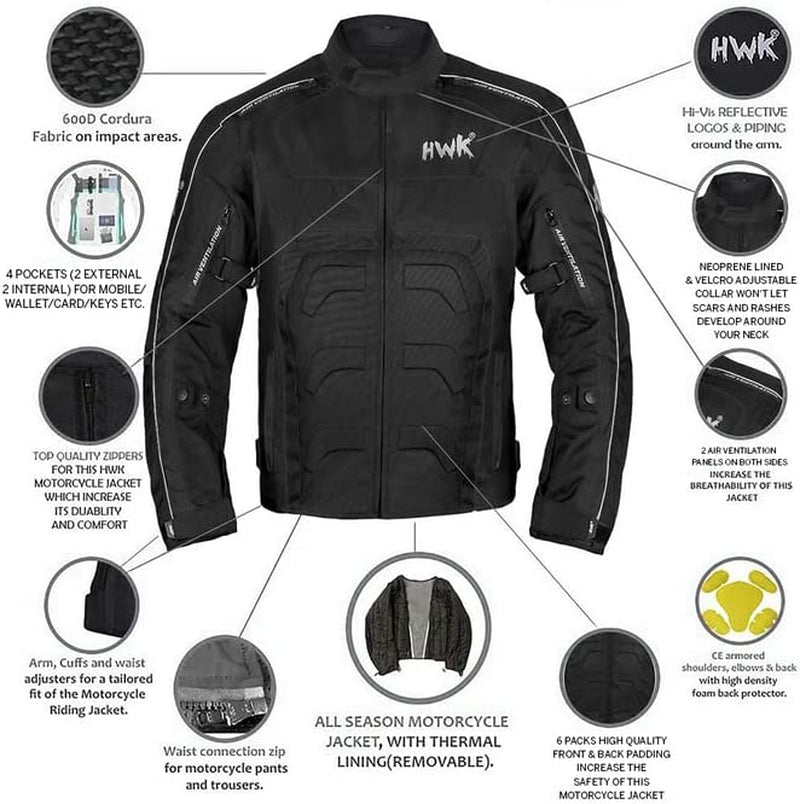 Spyder Motorcycle Jacket for Men with Weather Resistant Cordura Textile Fabric for Enduro Motocross Jacket