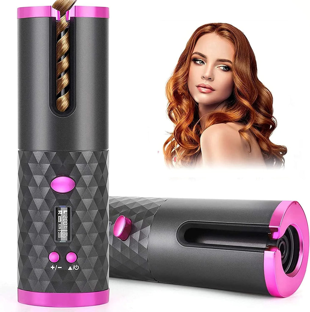 Curlwhirl Portable Hair Curler, Auto Hair Curler, Automatic Ceramic Rotating Wireless Auto Curling Iron Wand, Portable USB Rechargeable Spinning Curling Iron Spin N Curl for Hair Styling