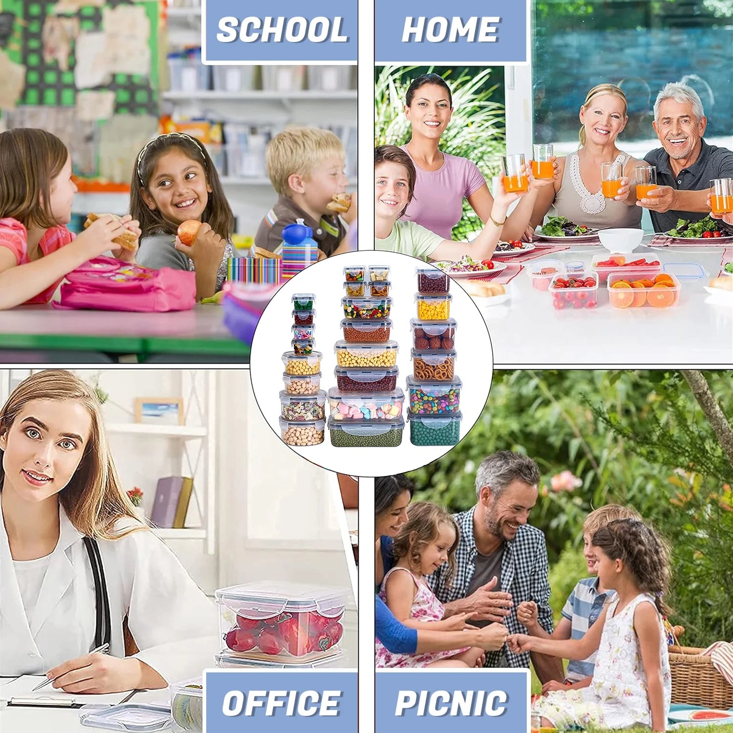 24 Pack Airtight Food Storage Containers Set with Lids, Plastic Leak-Proof Canisters for Cereal Flour Sugar,Bpa Free Leak Proof Plastic Lunch Boxes(Labels & Marker)