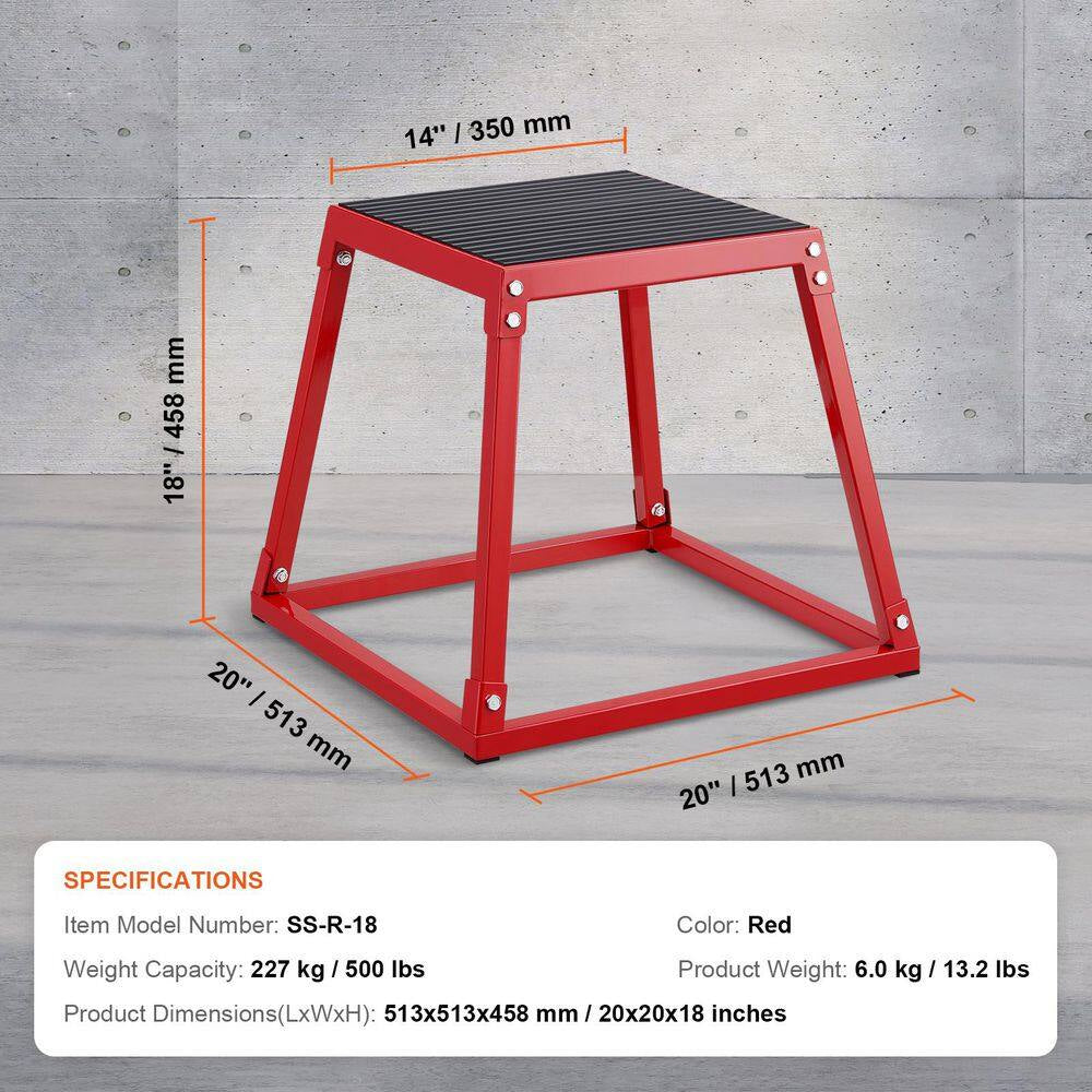 Plyometric Jump Box, 18 In. Plyo Box, Steel Plyometric Platform and Jumping Agility Box, Anti-Slip Fitness Exercise Box