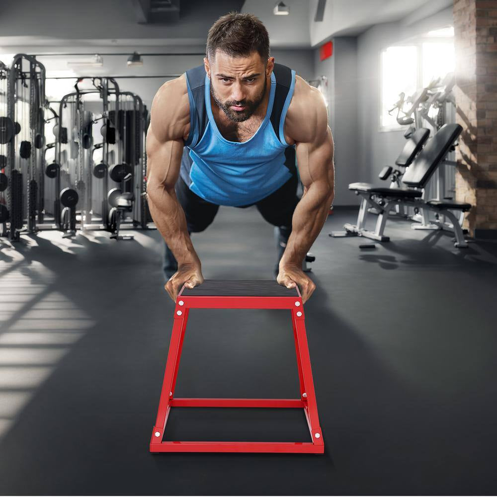 Plyometric Jump Box, 18 In. Plyo Box, Steel Plyometric Platform and Jumping Agility Box, Anti-Slip Fitness Exercise Box