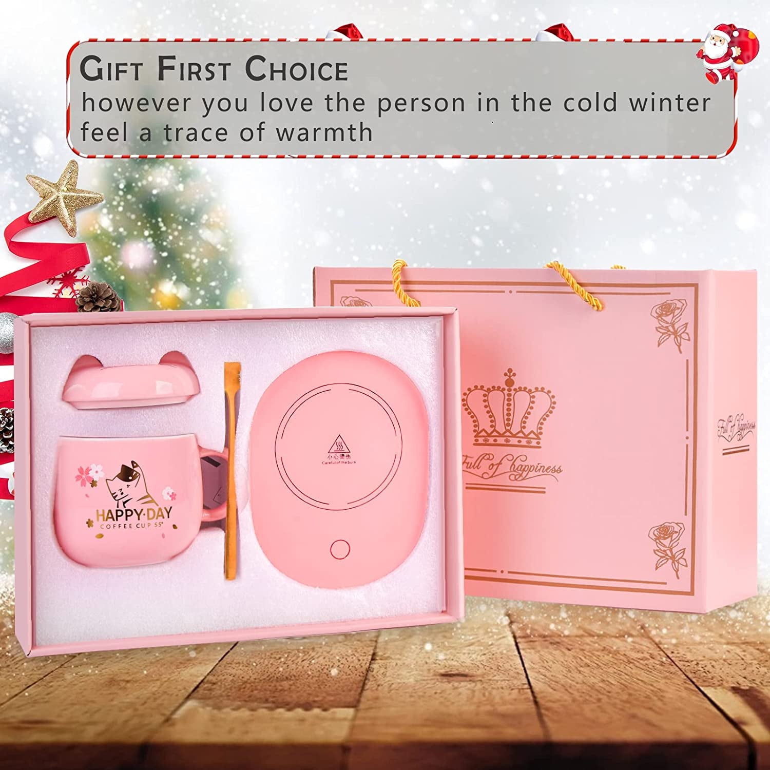 Coffee Mug Warmer with Mug,Cat Coffee Warmer Mug Coffee Cup for Women Coffee Tea Warmer Cup for Desk Auto On/Off Gravity-Induction Smart Coffee Mug Warmer Set Birthday Gift Box Coffee Mug Set