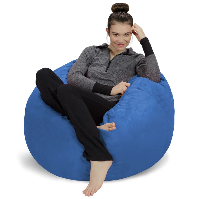Bean Bag Chair - Shredded Foam Filled round Pouf Chair - Plush, Ultra Soft Memory Foam Filled Bean Bag Chair with Microsuede Cover - Stuffed Foam Filled Furniture and Accessories for Dorm Room