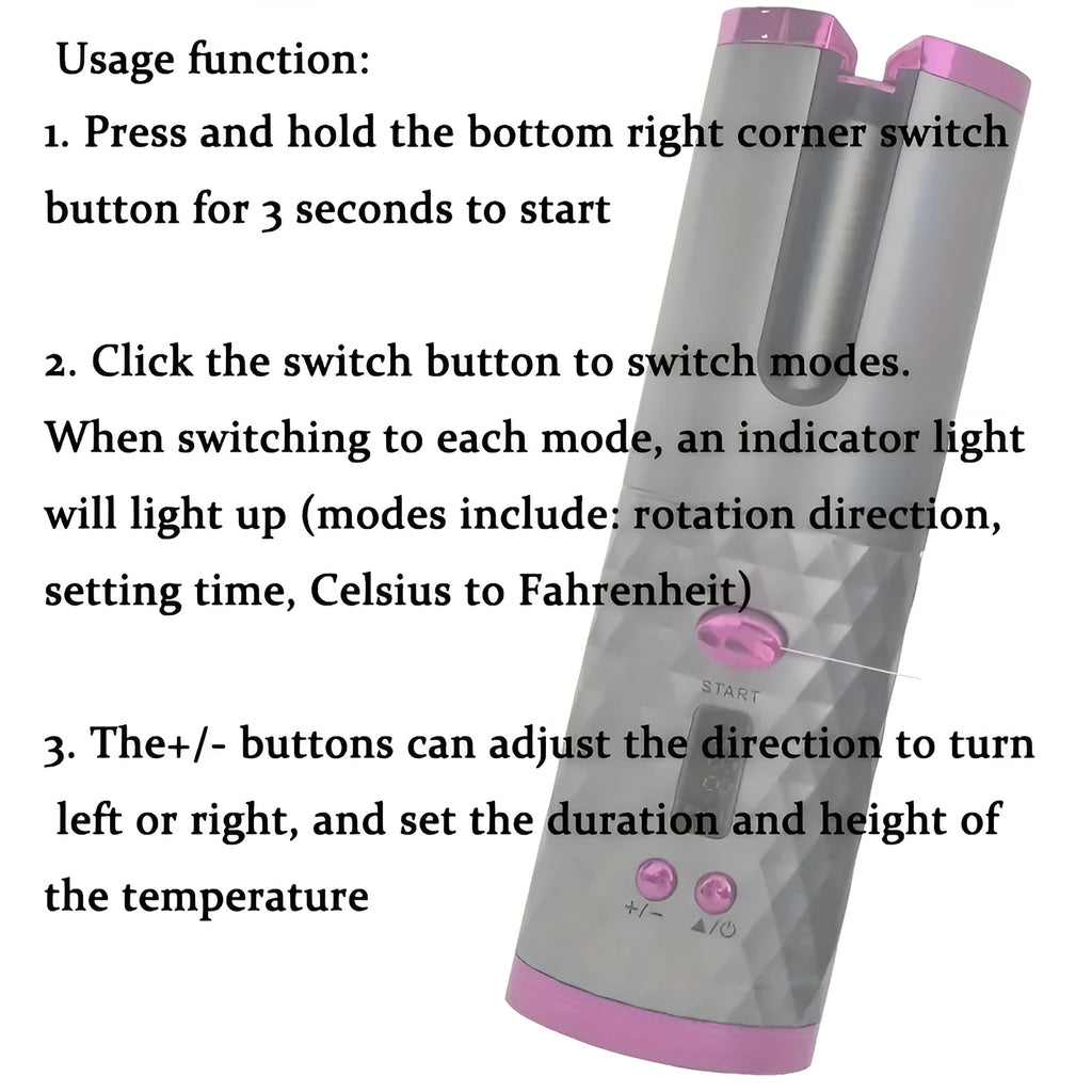 Curlwhirl Portable Hair Curler, Auto Hair Curler, Automatic Ceramic Rotating Wireless Auto Curling Iron Wand, Portable USB Rechargeable Spinning Curling Iron Spin N Curl for Hair Styling